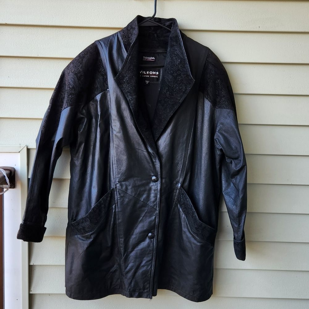 Wilsons black leather suede jacket Paisley  thinsulate Thermal Insulation